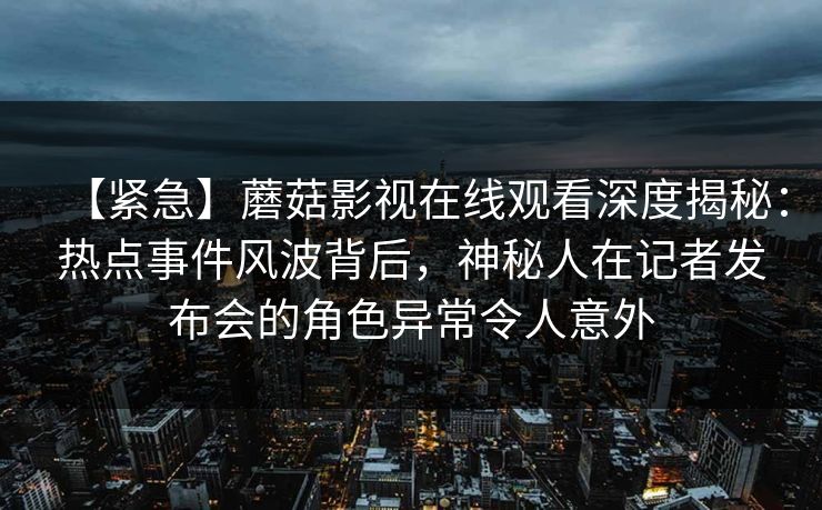 【紧急】蘑菇影视在线观看深度揭秘：热点事件风波背后，神秘人在记者发布会的角色异常令人意外