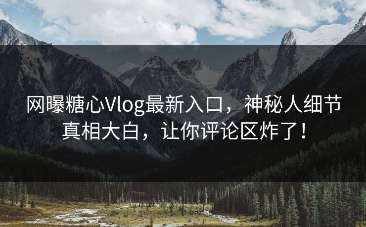 网曝糖心Vlog最新入口，神秘人细节真相大白，让你评论区炸了！