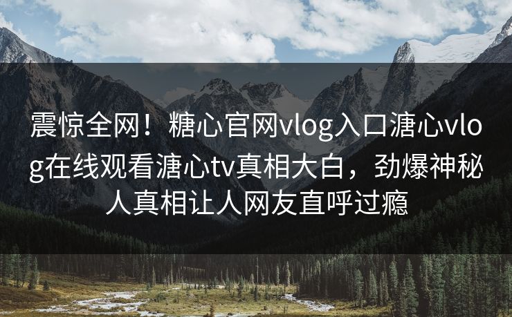 震惊全网！糖心官网vlog入口溏心vlog在线观看溏心tv真相大白，劲爆神秘人真相让人网友直呼过瘾