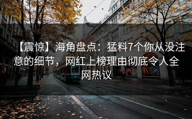 【震惊】海角盘点：猛料7个你从没注意的细节，网红上榜理由彻底令人全网热议