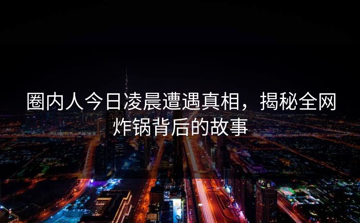 圈内人今日凌晨遭遇真相，揭秘全网炸锅背后的故事