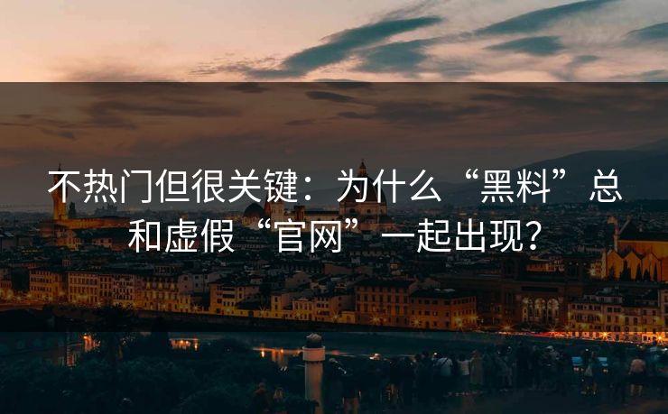 不热门但很关键：为什么“黑料”总和虚假“官网”一起出现？