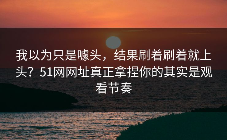 我以为只是噱头，结果刷着刷着就上头？51网网址真正拿捏你的其实是观看节奏